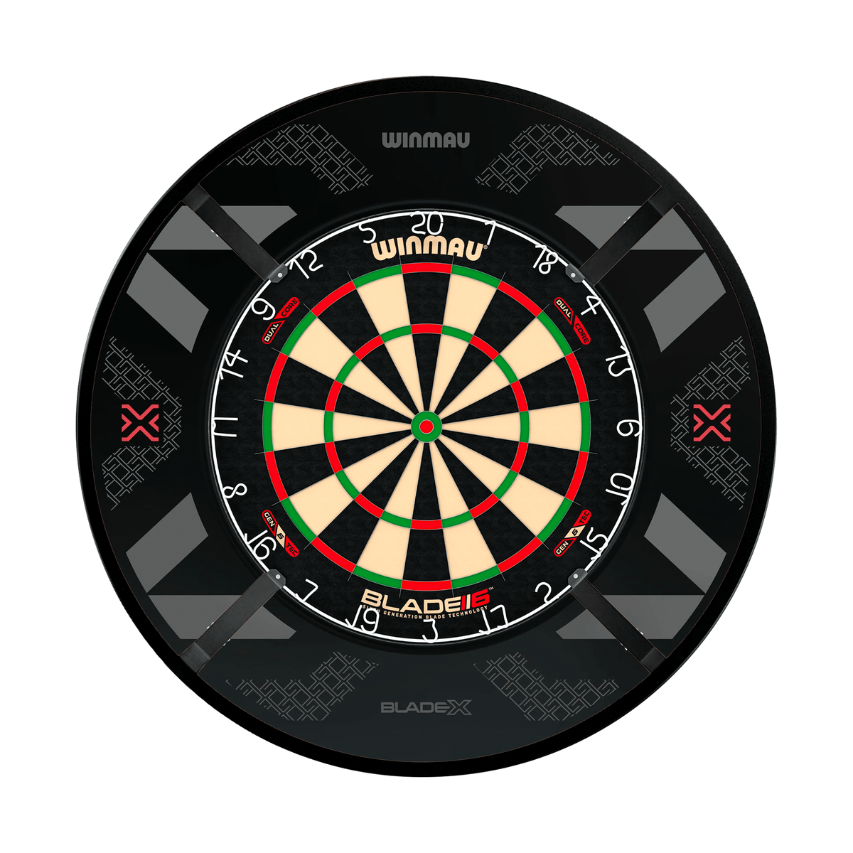 Winmau Blade 6 Dual Core Dartboard, Surround & Corona Light Bundle Dartboard Bundles