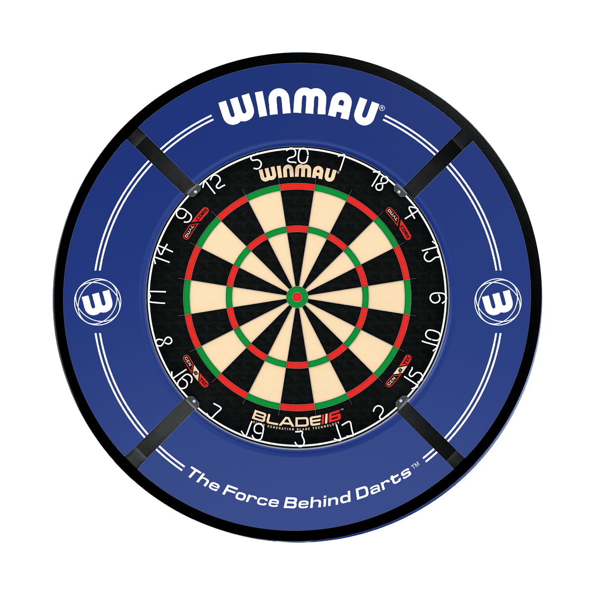 Winmau Blade 6 Dual Core Dartboard, Surround & Corona Light Bundle Dartboard Bundles