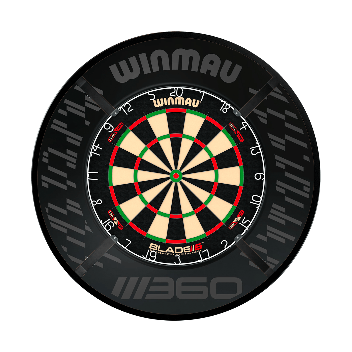 Winmau Blade 6 Dual Core Dartboard, Surround & Corona Light Bundle Dartboard Bundles