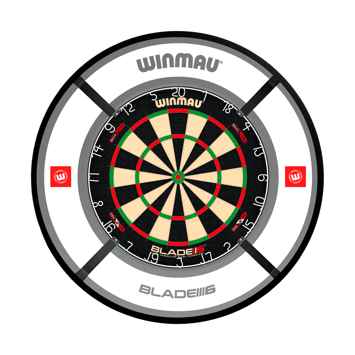 Winmau Blade 6 Dual Core Dartboard, Surround & Corona Light Bundle Dartboard Bundles