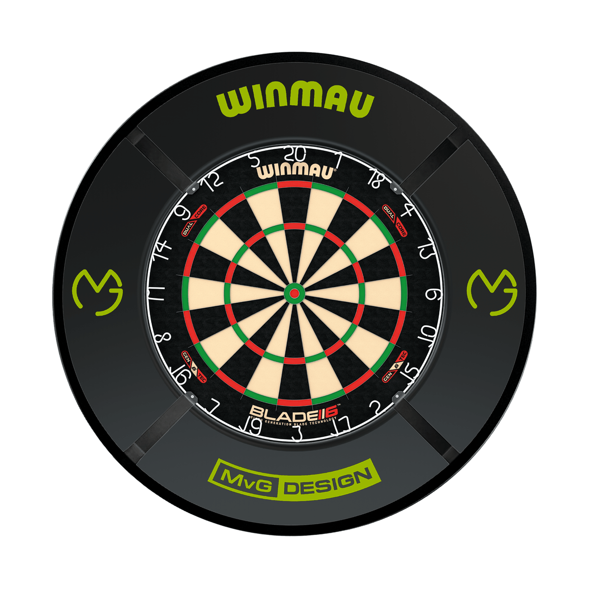 Winmau Blade 6 Dual Core Dartboard, Surround & Corona Light Bundle Dartboard Bundles