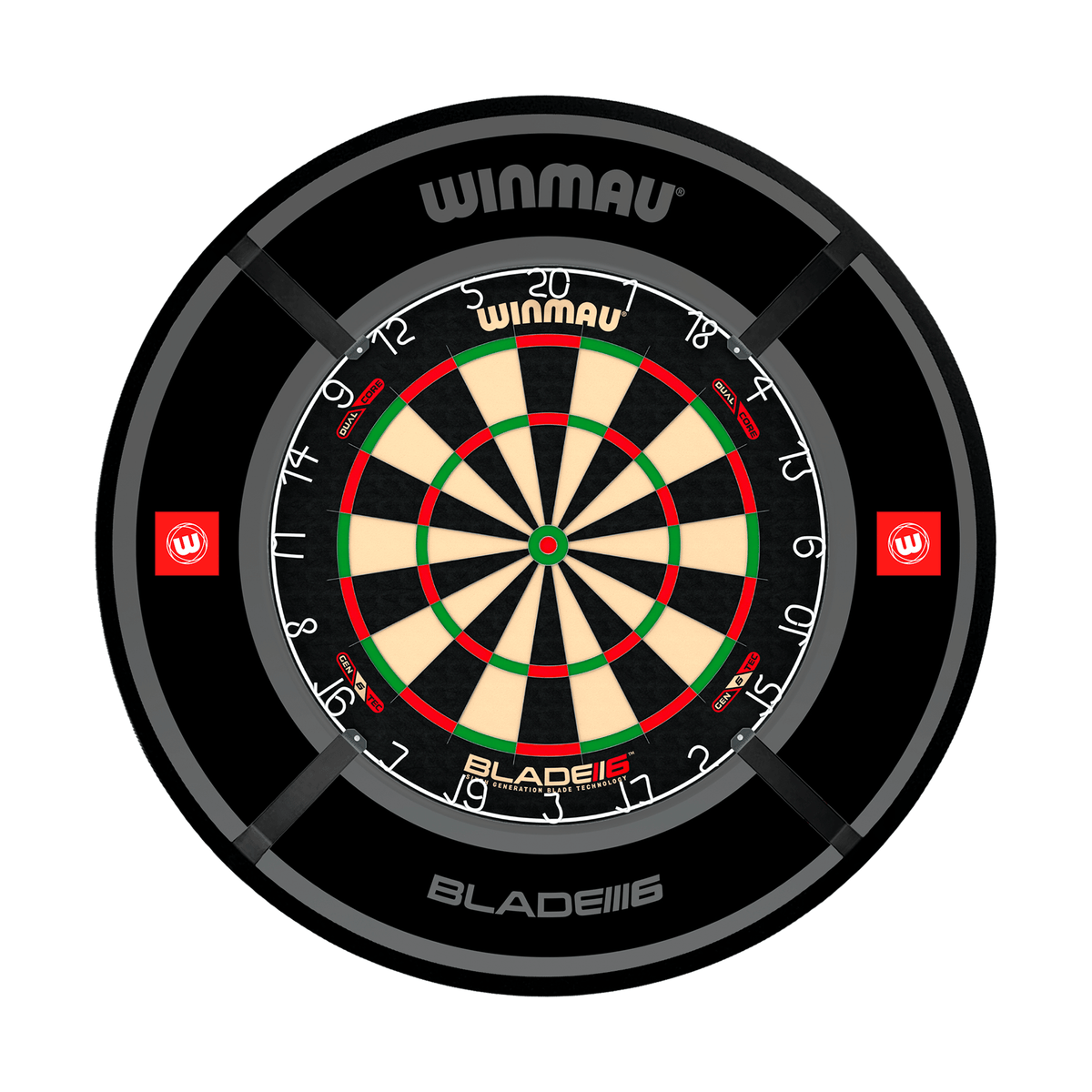 Winmau Blade 6 Dual Core Dartboard, Surround & Corona Light Bundle Dartboard Bundles