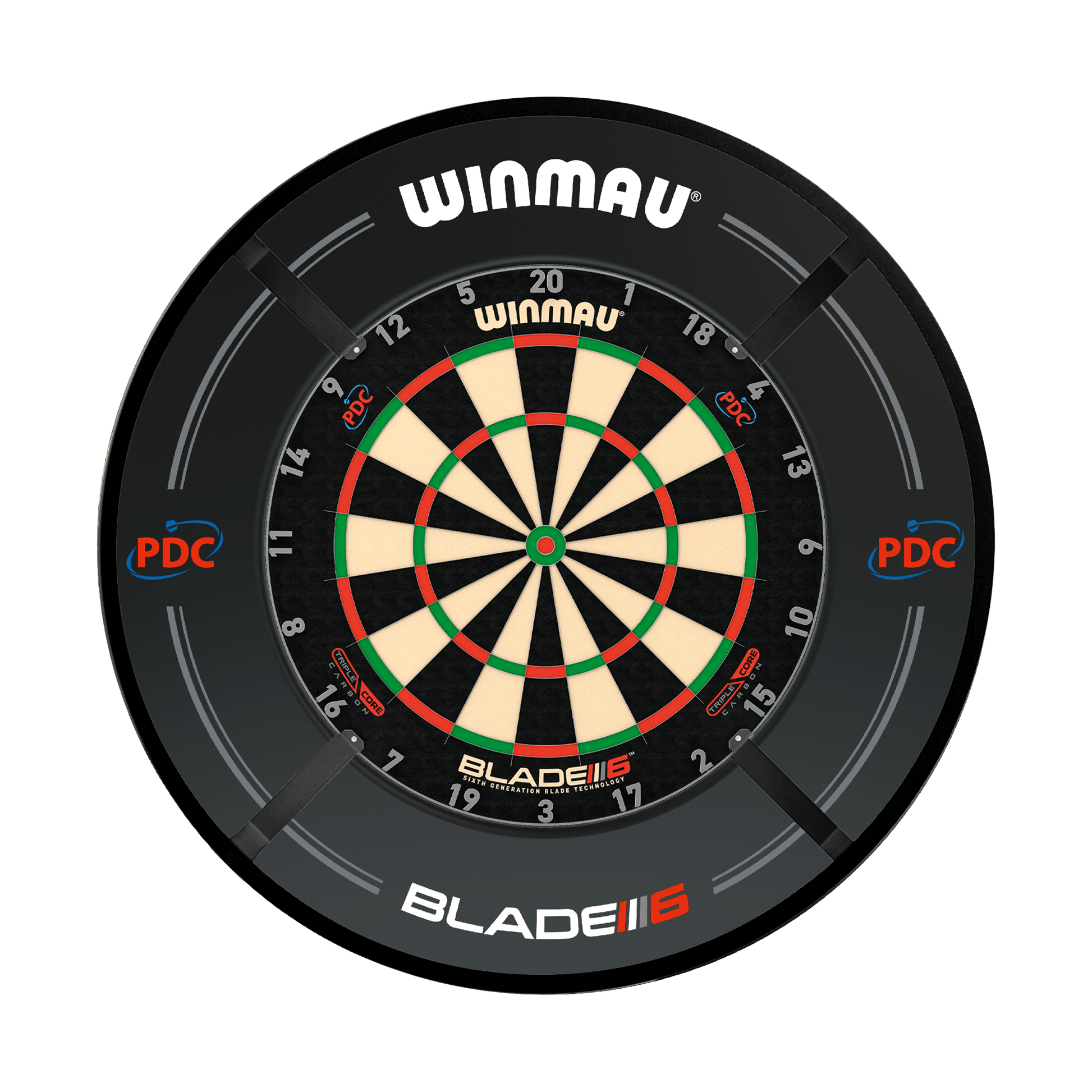 Winmau Blade 6 Triple Core Dartboard, Surround & Corona Light Bundle Blade 6 Triple Core / PDC Black / Target Corona Vision Boards