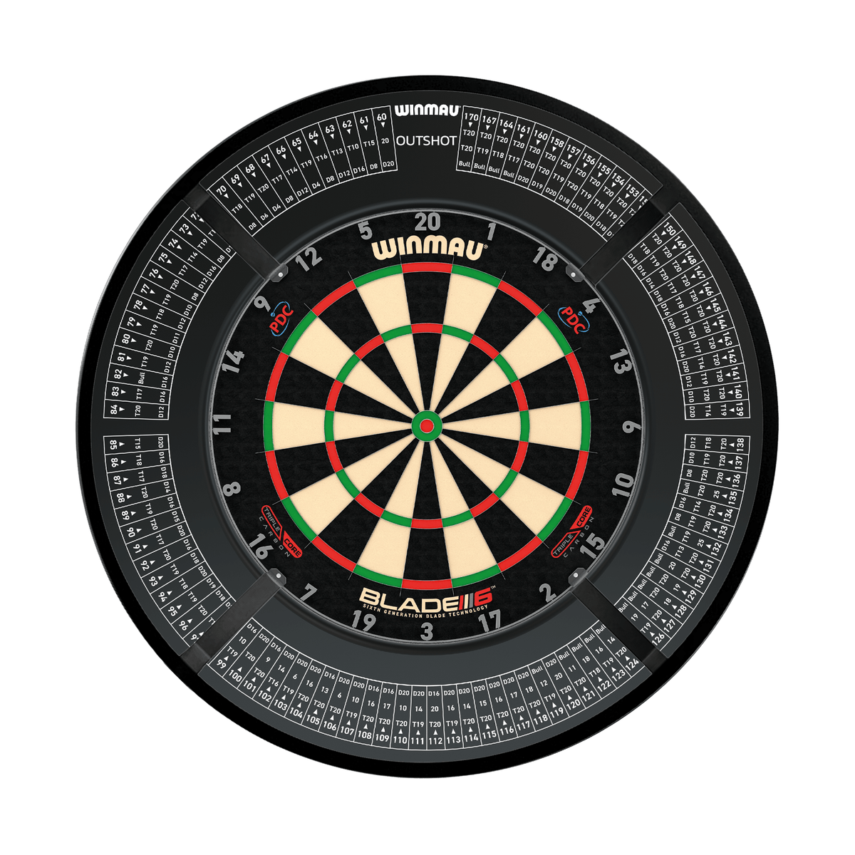 Winmau Blade 6 Triple Core Dartboard, Surround & Corona Light Bundle Dartboard Bundles