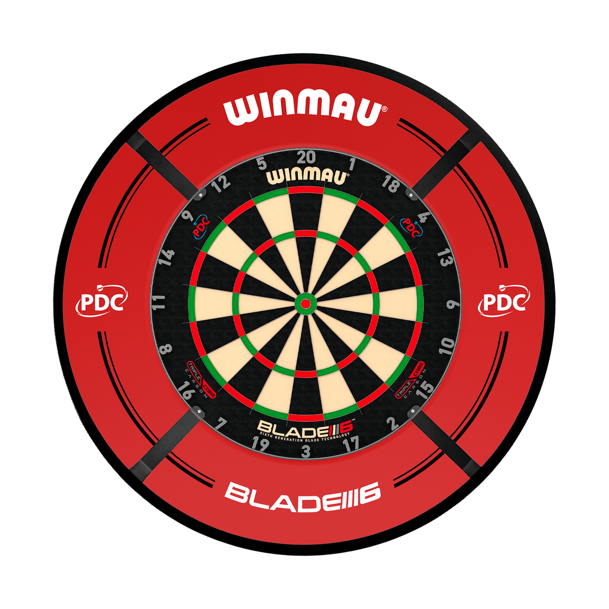 Winmau Blade 6 Triple Core Dartboard, Surround & Corona Light Bundle Dartboard Bundles