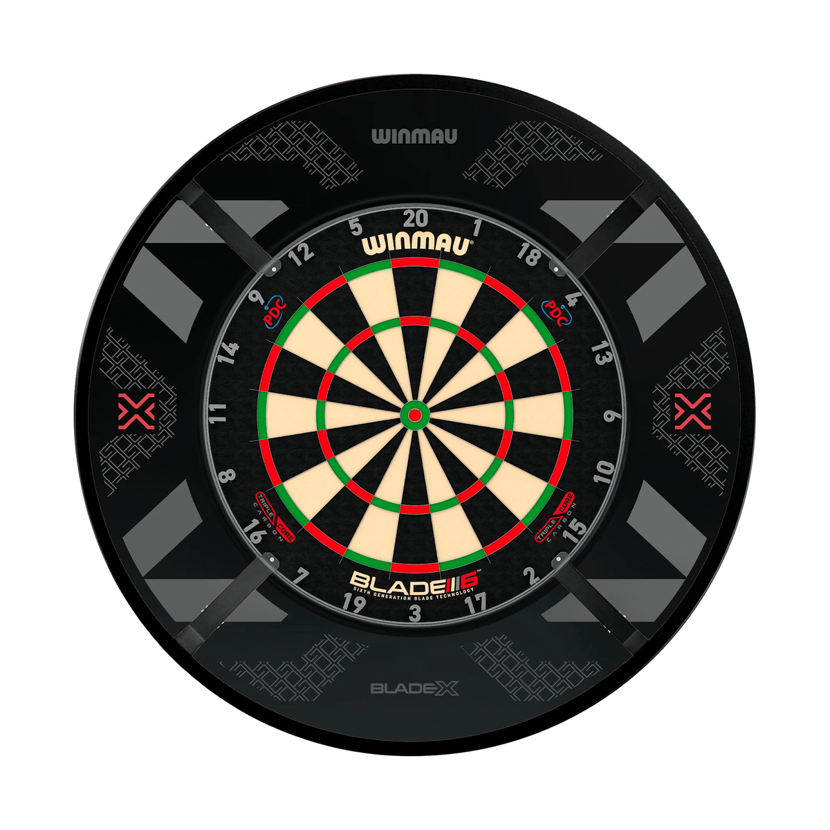 Winmau Blade 6 Triple Core Dartboard, Surround & Corona Light Bundle Dartboard Bundles