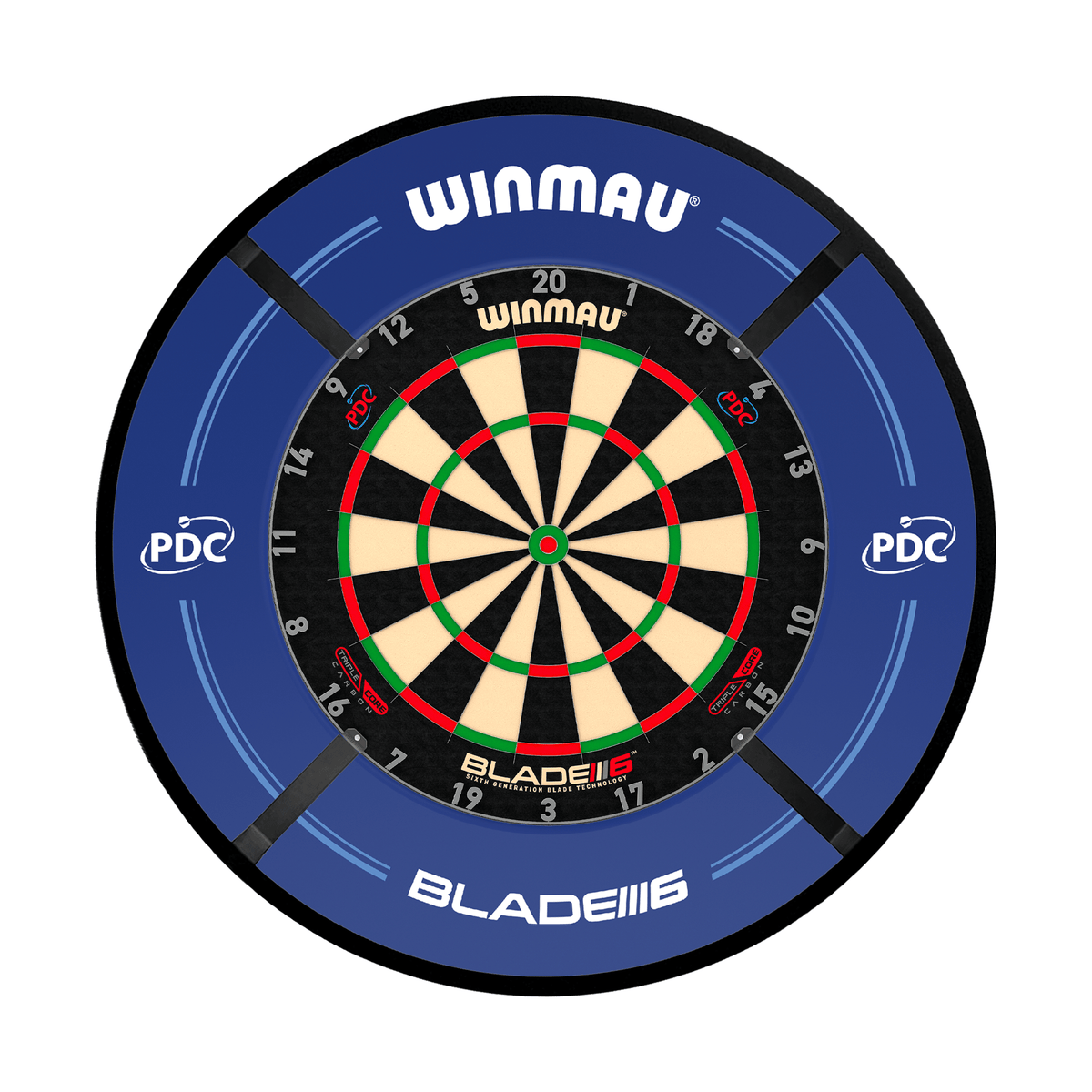 Winmau Blade 6 Triple Core Dartboard, Surround & Corona Light Bundle Dartboard Bundles