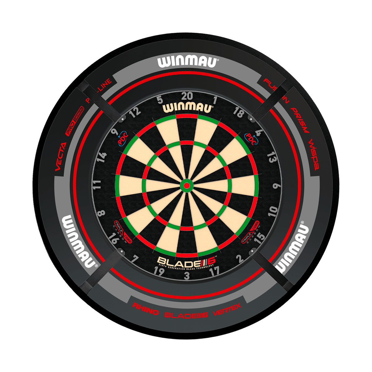 Winmau Blade 6 Triple Core Dartboard, Surround & Corona Light Bundle Dartboard Bundles