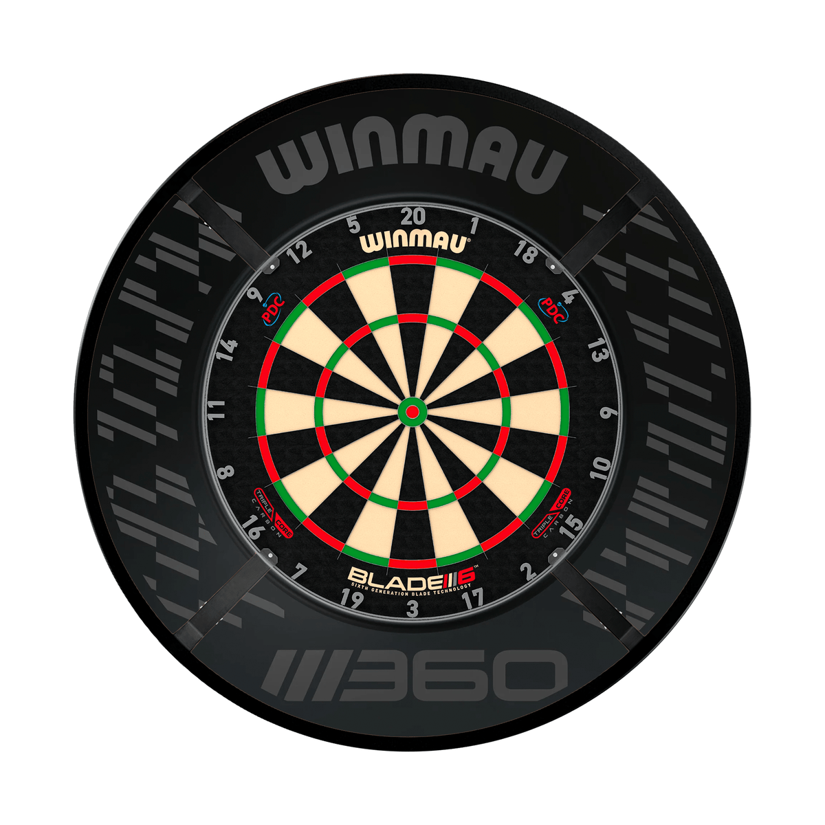 Winmau Blade 6 Triple Core Dartboard, Surround & Corona Light Bundle Dartboard Bundles