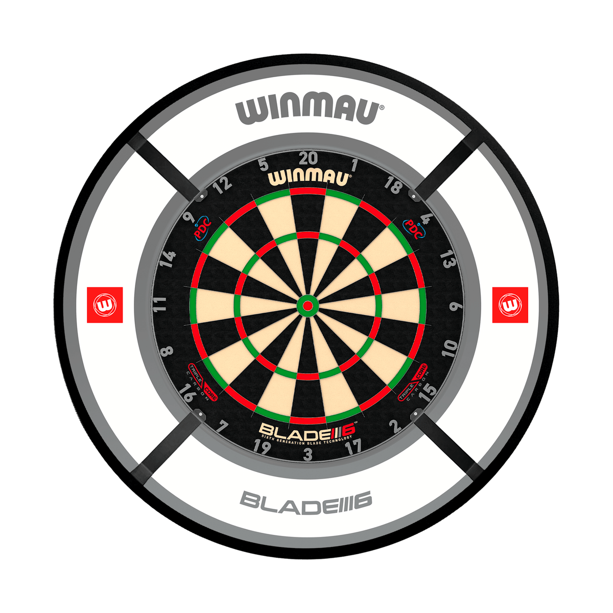 Winmau Blade 6 Triple Core Dartboard, Surround & Corona Light Bundle Dartboard Bundles