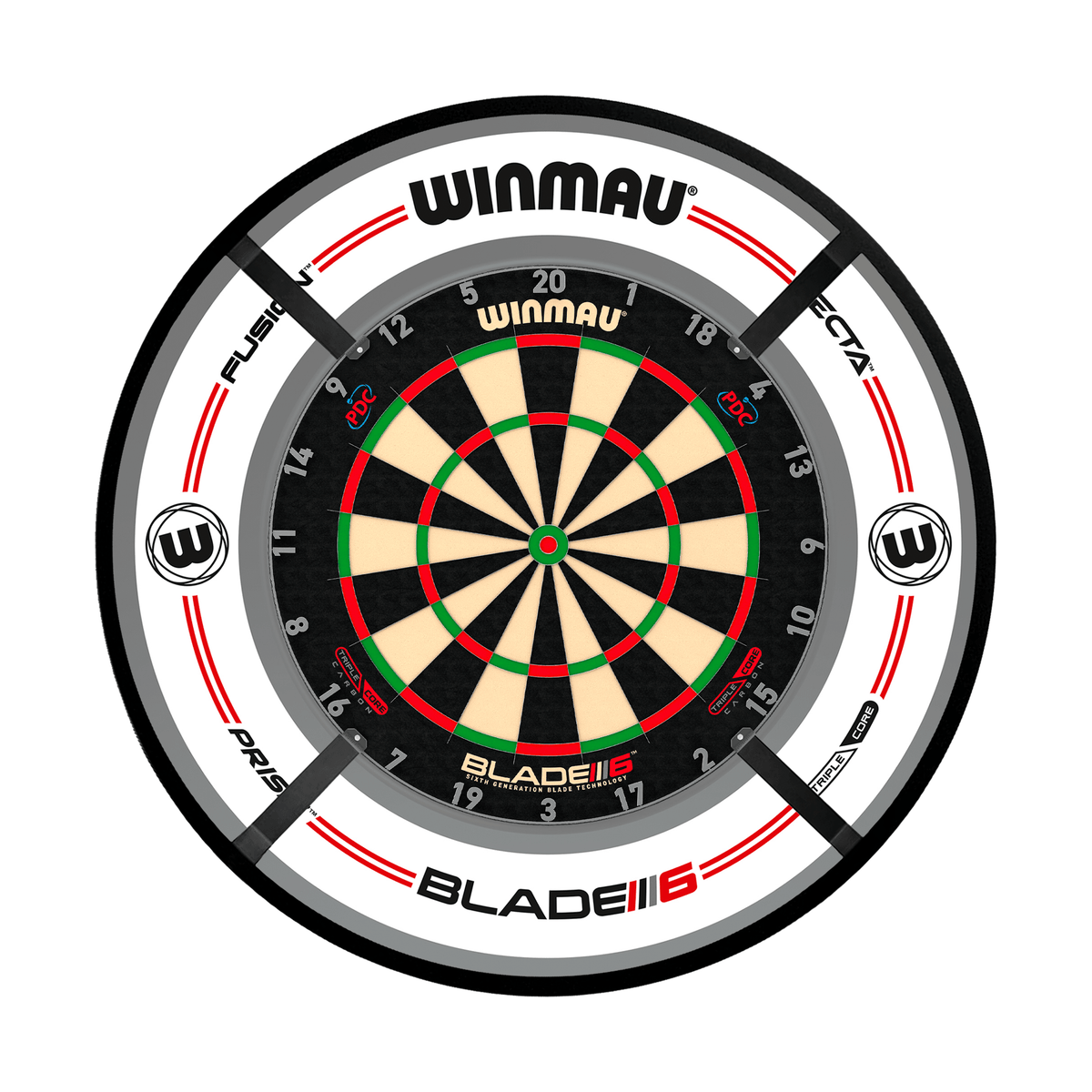 Winmau Blade 6 Triple Core Dartboard, Surround & Corona Light Bundle Dartboard Bundles