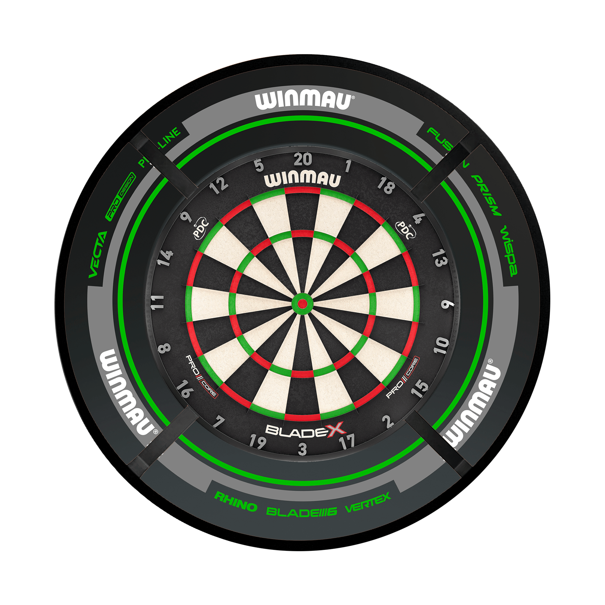 Blade X Dartboard, Surround & Corona Light Bundle