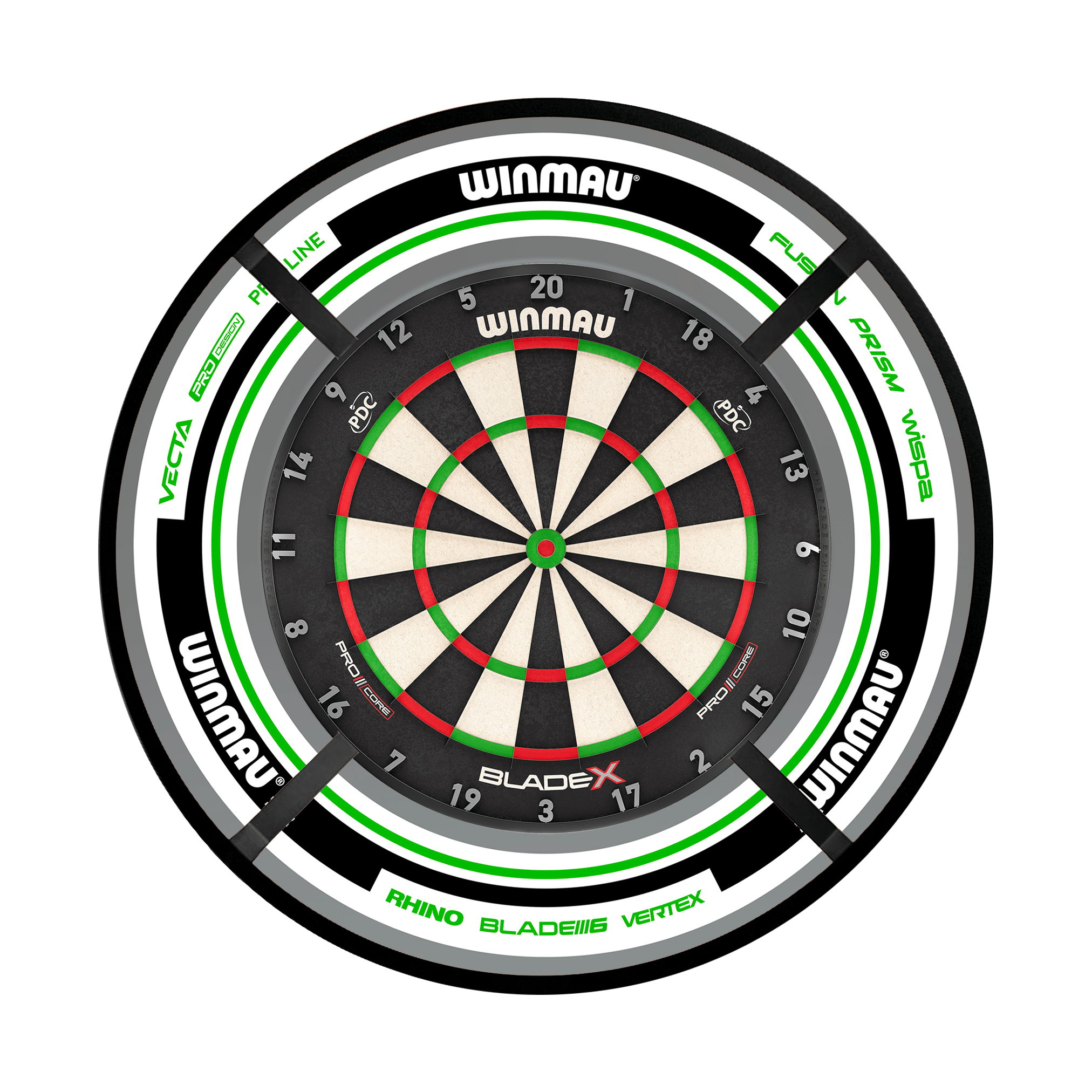 Blade X Dartboard, Surround & Corona Light Bundle