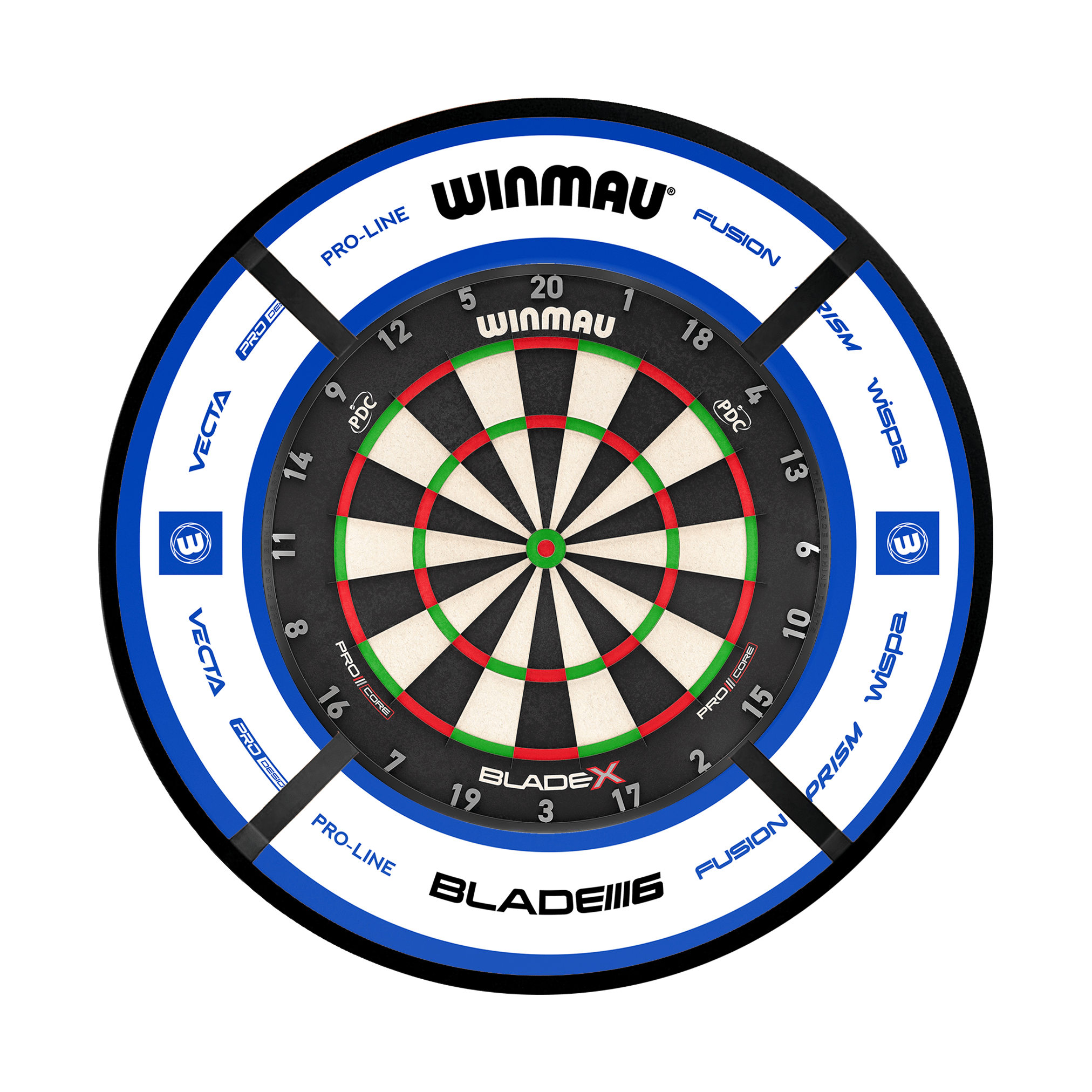 Blade X Dartboard, Surround & Corona Light Bundle