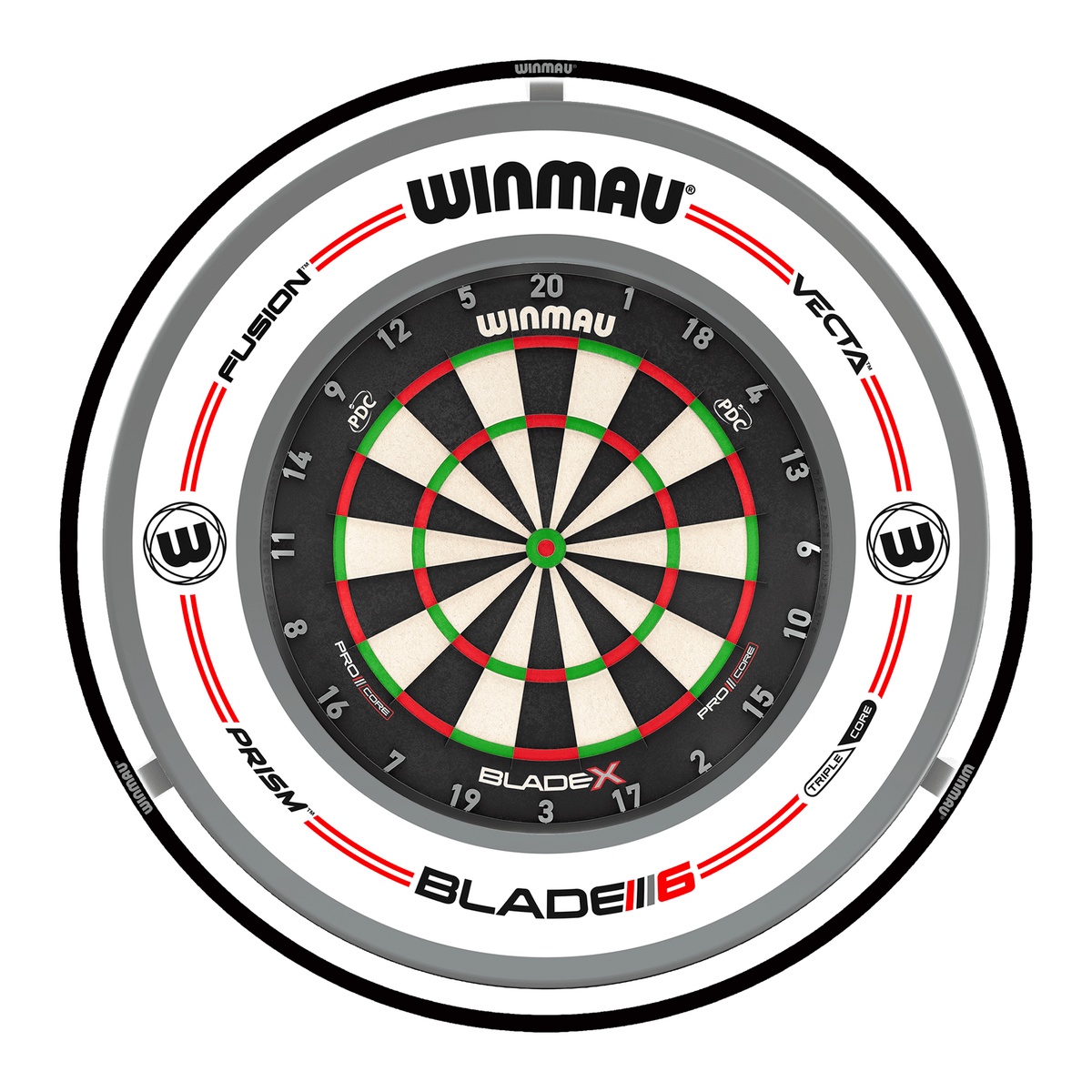 Winmau Blade X Dartboard, Surround & Plasma Light Bundle Dartboard Bundles