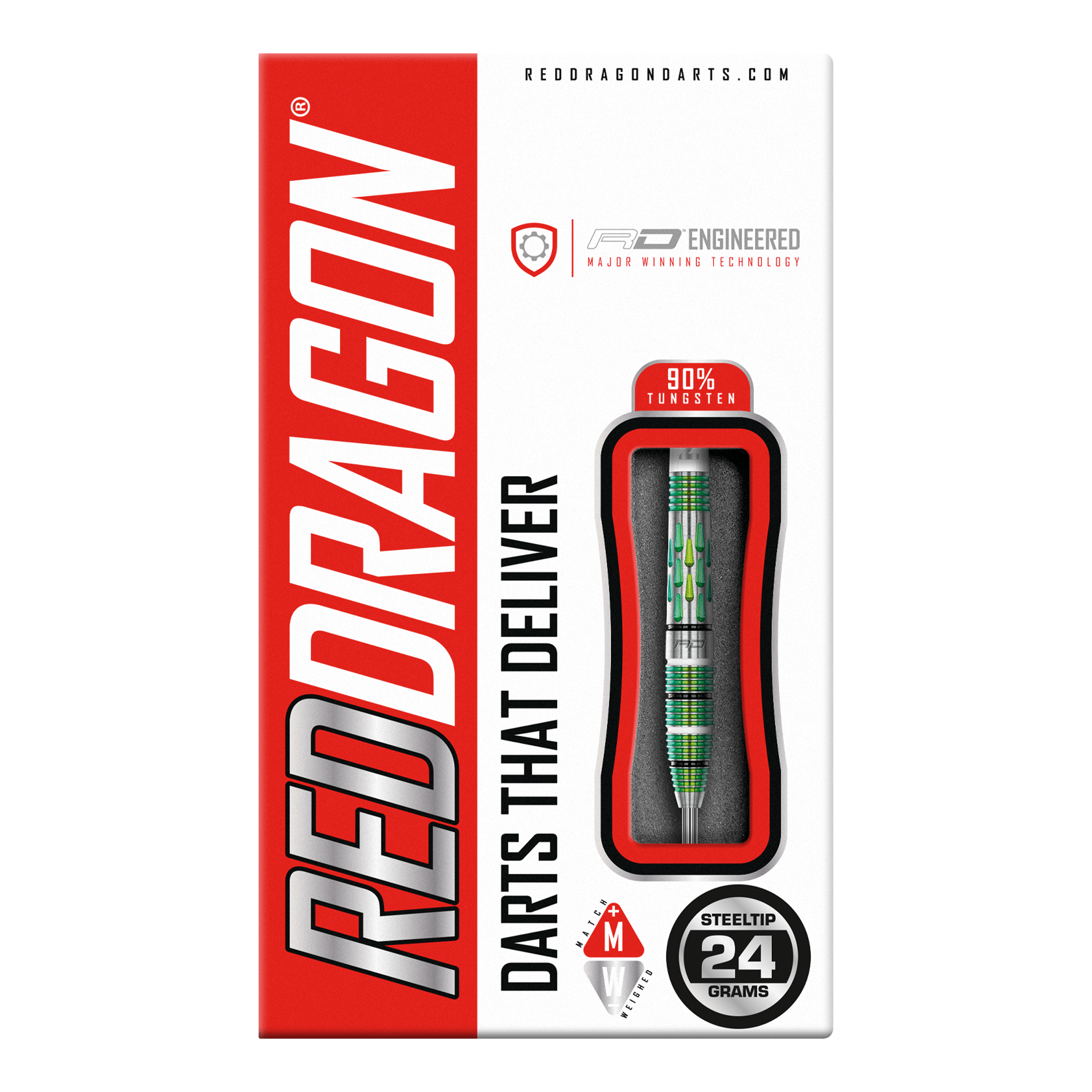Red Dragon Artura 2 Green - 90% Tungsten Steel Tip Darts Darts