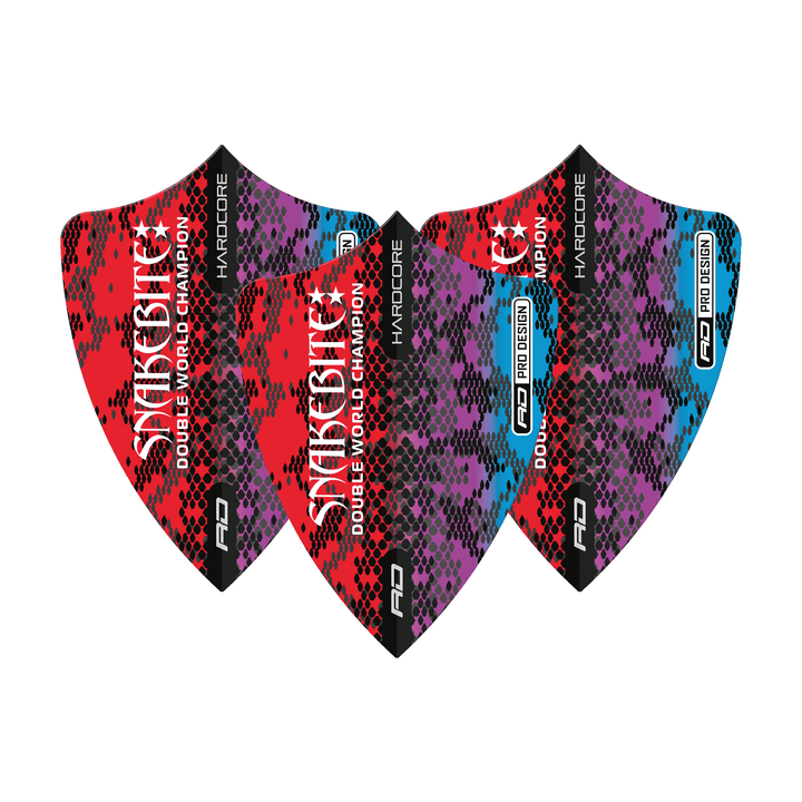 Red Dragon Peter Wright Multi Snake - Hardcore Dart Flights Freestyle / Red & Blue Flights