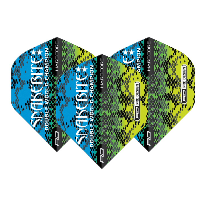 Red Dragon Peter Wright Multi Snake - Hardcore Dart Flights Standard / Blue & Yellow Flights