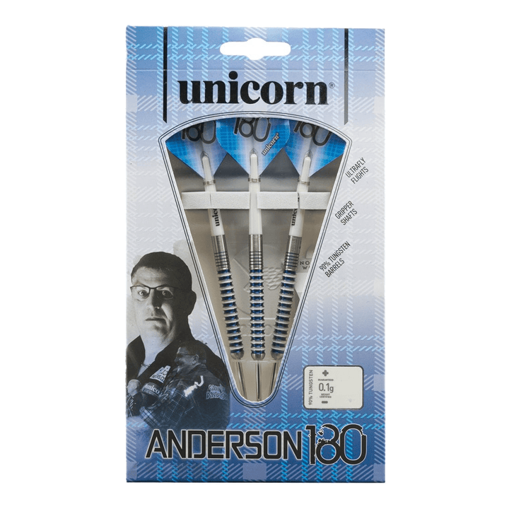 Unicorn Gary Anderson 180 Steel Tip Darts - 90% Tungsten - 23 Grams Darts