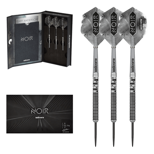 Unicorn Gary Anderson Noir Phase 5 Steel Tip Darts - 90% Tungsten - 21 Grams Darts