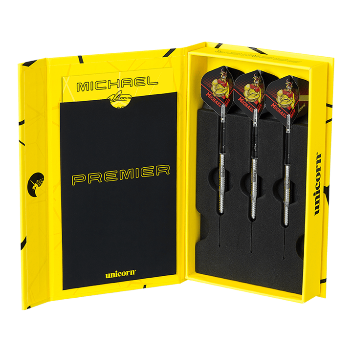 Unicorn Michael Smith Premier Steel Tip Darts - 90% Tungsten - 21 Grams Darts